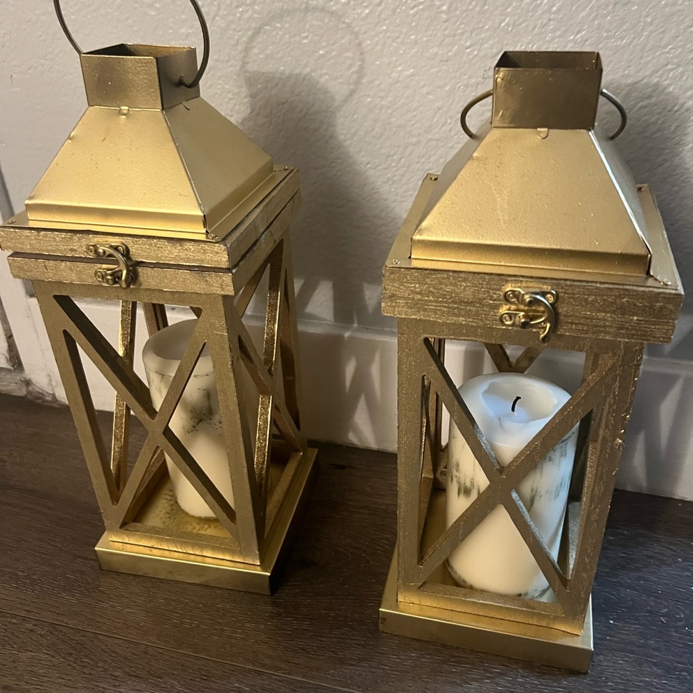Gold Lantern Candle Holders